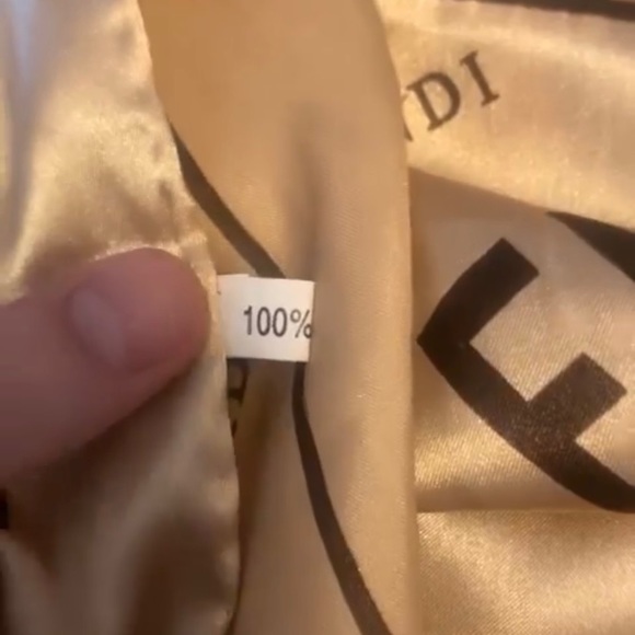 Gold Fendi Silk Scarf/Wrap, 100% Silk, Never Worn, 34x34 inches - Picture 3 of 3